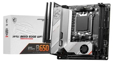 Obrázok produktu pre MSI | MPG B650I EDGE WIFI | Rodina procesorov AMD | Gniazdo procesora AM5 | DDR5 DIMM | Gniazda pamäte 2 | Obsługiwane interfejsy dysków twardych SATA, M.2 | Liczba złączy SATA 4 | Chipset AMD B650