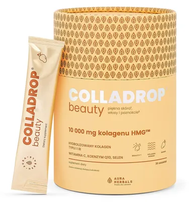 Obrázek produktu pro Aura Herbals Colladrop Beauty Kolagen Hmg 10000 Mg Mango Sachets 30 ks.