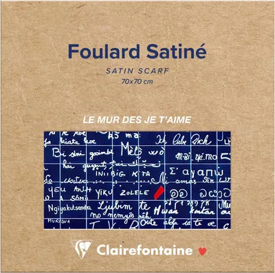 Produktbild von Clairefontaine 4x Le Mur des Je t'aime, Satinschal 70x70 cm - 116333C