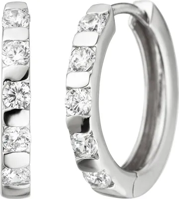 Produktbild von JOBO Creolen 925 Sterling Silber 10 Zirkonia Ohrringe Silbercreolen Silberohrringe