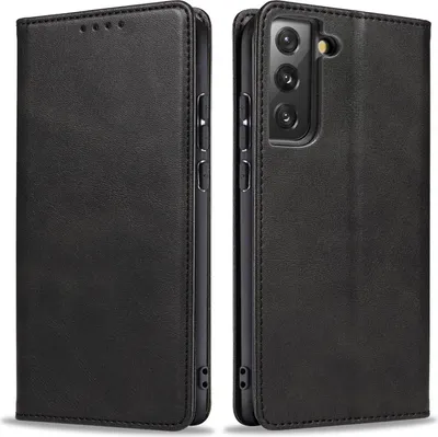 Produktbild von Handyhülle für Samsung Galaxy S21 FE Kunstleder Flip Cover Hülle Handytasche Case Kartenfach Farbe: Schwarz