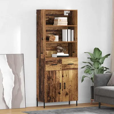 Zdjęcie produktu dla vidaXL Highboard stare drewno 69,5 x 32,5 x 180 cm materiał drewnopochodny