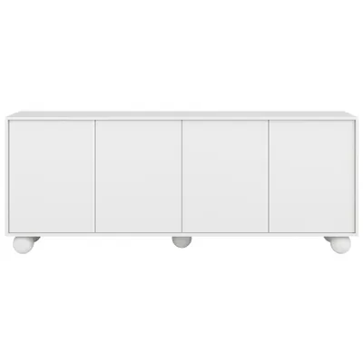 Produktbild von BEAUTYSOFA | Kommode ADEL 200 cm, Weiß – Kommode mit 4 Türen, Modernes Sideboard mit kugelförmigen Beinen, minimalistisches Design, Push-to-Open