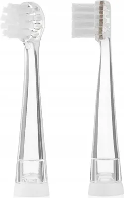 Two transparent toothbrush heads are shown against a white background.
