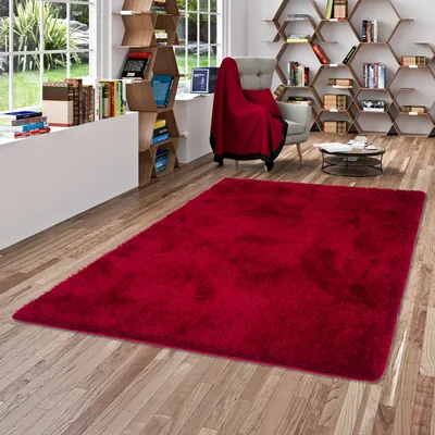 Produktbild von Hochflor Shaggy Teppich Luxus Feeling Mix Rot, Größe:400x500 cm
