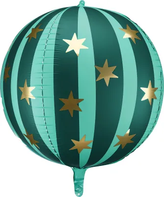 Immagine prodotto di Pallone in foil, tondo, stelle dorate, 75 cm, verde
