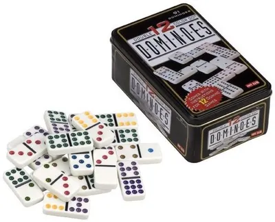 Image de Longfield Games Domino Double 12 Jeu en tôle avec points colorés