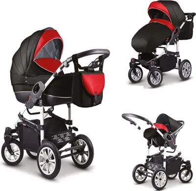 Produktbild von Kinderwagen-Set Craft 4 in 1 in Schwarz-Rot - 16 Teile - in 18 Farben erhältlich