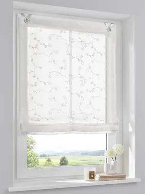 Faltgardine mit Ösen, weiß, 60x140 cm, Polyester