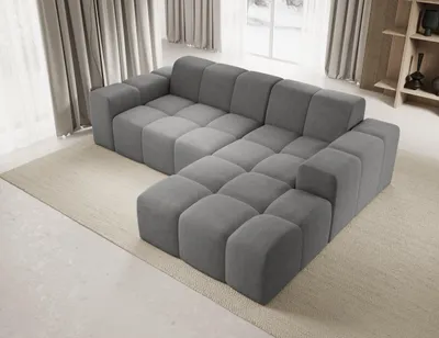 Produktbild von Sofa ohne Schlaffuktion, Ecksofa L-Form Veloursstoff, Rechts Sofa, Grau Fogo
