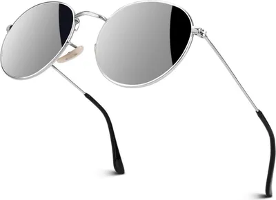Immagine prodotto di Occhiali da sole rotondi polarizzati UV400 Donna Uomo, nero specchiato