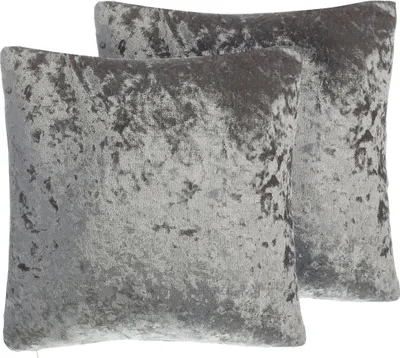 Produktbild von BELIANI Sada 2 dekorativních polštářů šedý samet hladký 45 x 45 cm s dekorativní výplní