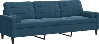 Produktbild von vidaXL Sofa 3-Sitzer mit Zierkissen Blau 210 cm Samt