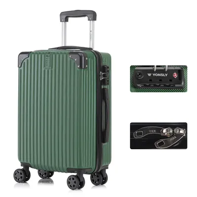 Produktbild von yonsly Premium Reisekoffer TSA-Schloss,YKK-Reißverschluss Hartschalen-Koffer Trolley Kabinenkoffer Rollkoffer Suitcase Handgepäck (Dunkelgrün, M)