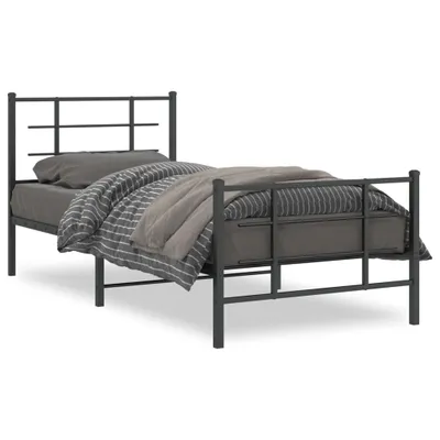 Zdjęcie produktu dla vidaXL Rama łóżka z wezgłowiem i podnóżkiem metalowa czarna 90x200 cm
