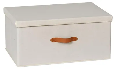 Produktbild von Hausleben Faltbox mit Deckel 54x40x25cm – Aufbewahrungsbox Leinen – Stabil & Faltbar – Ordnungsbox mit Griff – Stoffbox für Kleidung, Bücher, Accessoires