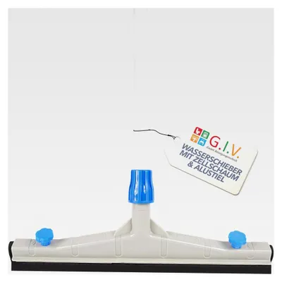 Produktbild von Profi Wasserschieber Zweilippig inkl. Alustiel 127 cm - Wasserabzieher für alle Oberflächen - Abzieher für Dusche und Bodenwischer für Fliesen, PVC & Dusche