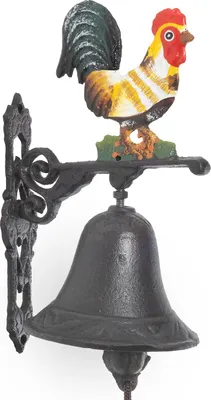 Produktbild von Moritz Türglocke Glocke Huhn Hahn gelb Wandglocke Gartendeko Gusseisen Rustikal Antik Design Stil Retro Klingel