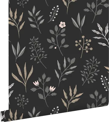 Zdjęcie produktu dla ESTAhome Tapeta kwiatowy wzór w stylu skandynawskim czarnym 53 cm x 10.05 m