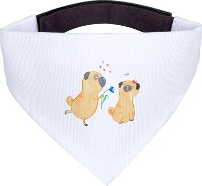 Produktbild von Mr. & Mrs. Panda Hunde Halstuch Mops Verliebt - Weiß - Geschenk, Bandana, Hund, Dreieckstuch, für, Liebe, Knuffig, Sprüche, Freund