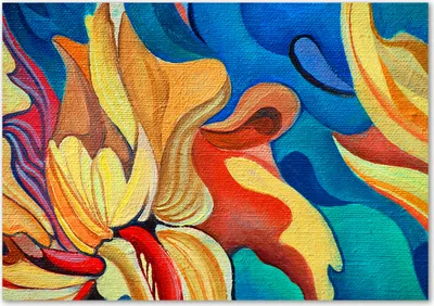 Produktbild von Tulup® Glas-Bild - 100 x 70 - Wandbild aus Glas - Wandkunst - Wandbild hinter gehärtetem Sicherheitsglas - Kunst: modern & klassisch - Abstrakte Blume - Mehrfarbig