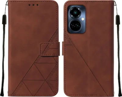 Obrázek produktu pro Flipové kožené pouzdro pro Tecno Camon 19 Pro 5G peněženkový design pouzdro s embosováním, držákem karet a stojánkem Hnědý