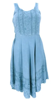 Produktbild von Besticktes Boho Sommerkleid, Midikleid, Indisches Hippie Kleid - Hellblau, Damen, Viskose, Kleider