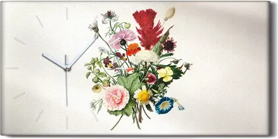 Produktbild von Wohnzimmer-Bild Leinwand Uhr Geräuschlos 60x30 Gemälde Blumen Pflanzen Kunst - weiße Hände