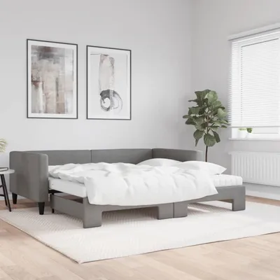 Produktbild von Schlafsofa 2-in-1 Doppelschlafstuhl Stoff Dunkelgrau 100x200 cm mit Bettkasten
