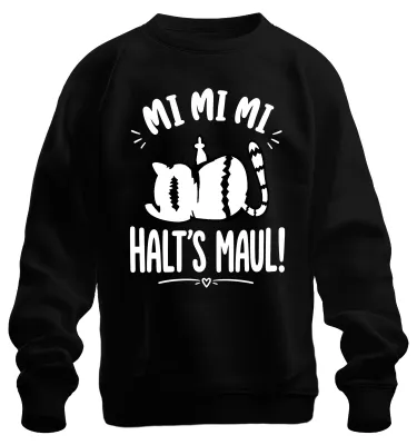 Produktbild von Mi Mi Mi Halt's Maul Katze Mittelfinger Statement Sarkasmus Sweatshirt Pullover, Schwarz, XXL