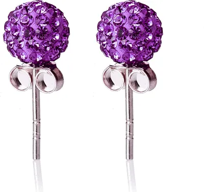 Produktbild von Damen Ohrstecker Ohrringe Silber 925 rhodiniert Mit Kristall Elements Amethyst.7mm