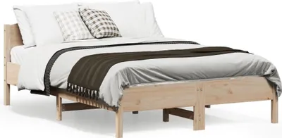 Produktbild von Design Massivholzbett mit Kopfteil 135x190 cm Kiefer, Klassische Betten 2024 Neu