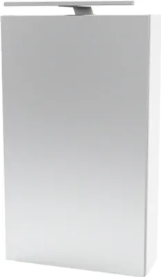 Produktbild von Fackelmann SCENO Spiegelschrank mit LED-Beleuchtung  Alibertschrank für Bad und Gäste-WC (40 x 68 x 15,3 cm)  SBC Badschrank mit Spiegel in Weiß  Tür links