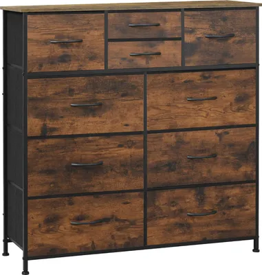 Image de Meubles de rangement - Buffet Commode - Structure métallique - Panneaux MDF - Style industriel - Pour salon/couloir/chambre à coucher - Vintage Marron/Noir