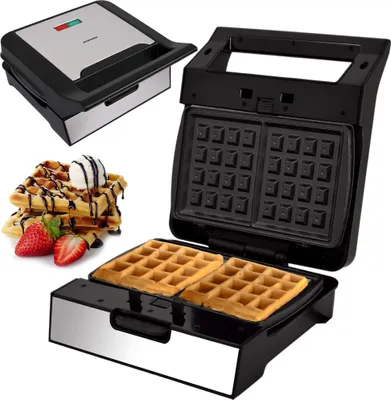 Produktbild von Syntrox Germany Kontaktgrill XXL Plovas – Panini Maker, Elektrogrill mit Keramikbeschichtung, 1800 Watt, abnehmbare Grillplatten (Belgische Waffeln)