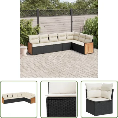 Produktbild von The Living Store 7-tlg. Garten-Sofagarnitur mit Kissen Schwarz Poly Rattan