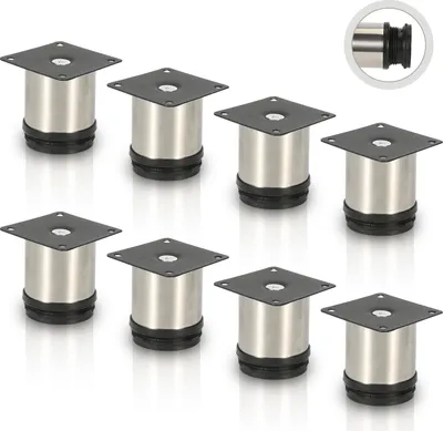 Obrázek produktu pro Aopunly sada 8 nábytkových nohou sada stolových nohou nohy pohovky nohy nábytku podpěry postele nohy pohovky nohy skříně nohy nábytku nerezová ocel 60mm
