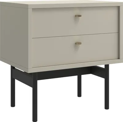 Produktbild von Selsey Olar - Nachttisch mit zwei Schubladen, Greige, 55 cm