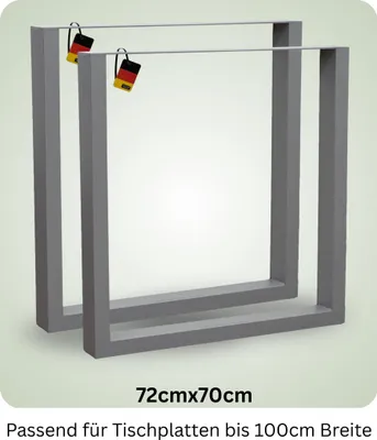 Produktbild von Tischbeine Metall 70x72cm Grau – DIY Tischgestell 2er Set inkl. Schrauben