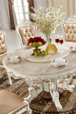 Produktbild von Esszimmer Set Weiß Esstisch 6x Stühle Kommode Design Klassische Elegantes Neu