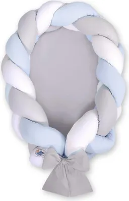 Image de Cocon tissé pour bébé 2 en 1 blanc gris bleu