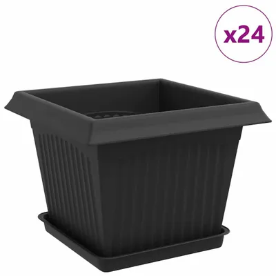Obrázok produktu pre Kvetináče 24 pcs Čierna 23 x 23 x 17,5 cm Plast