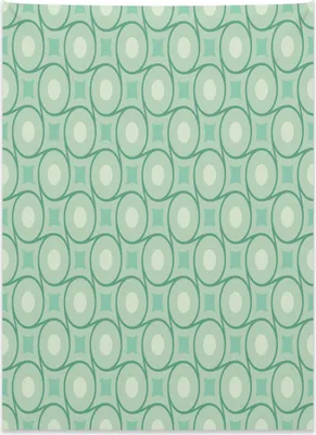 Produktbild von Abakuhaus Minze Wandteppich, Kreise Punkte gewellte Quadrate aus Weiches Mikrofaser Stoff Kein Verblassen Klare Farben Waschbar, 110 x 150 cm, Mandelgrün Smaragdgrün