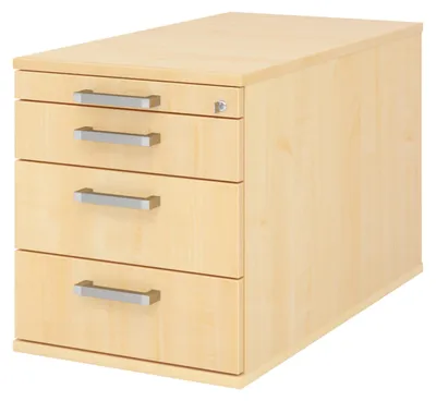 Produktbild von bümö office Rollcontainer - mit 3 Schubladen - Nachbildung Ahorn, Griff: Chromgriff (Metall)
