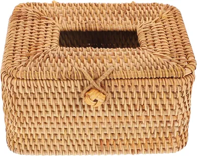 Produktbild von Quadratische, geflochtene Rattanbox – Deckel, Papierhandtuchspender, Aufbewahrungskorb