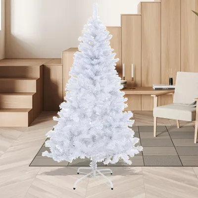 Immagine prodotto di Albero di Natale artificiale Hengda 180 cm (Ø circa 106 cm) con 770 punte e sistema di ripiegamento a montaggio rapido, ignifugo, incluso supporto in metallo, bianco