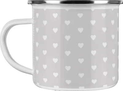 Produktbild von Mr. & Mrs. Panda Emailletasse Pinguine trösten - Grau Pastell - Geschenk, für Freundin, Jahrestag, Mitbringsel, Pott, Blechtasse, Hochzeitstag, Frauen, Emaille Becher