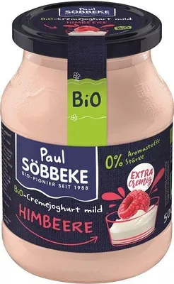 Produktbild von CREMIGER HIMBEERJOGURT (7,5 % FETT IN DER MILCH)  500 g (GLAS) - SOBBEKE
