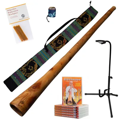 Immagine prodotto di Didgeridoo in mogano 147 cm - Con cera d'api, DVD, borsa per il trasporto, supporto e coperchio protettivo
