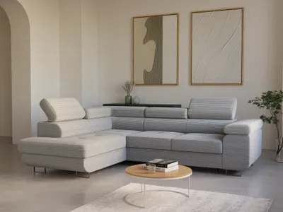 Produktbild von LetSit Ecksofa William L Poso Links Freistehendes Loungesofa Bequemes Ecksofa mit Schlaffunktion Schmutzabweisend Für Wohnzimmer Schlafzimmer Hellgrau